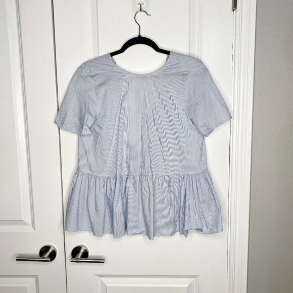 Zara top with tie knot back bow detail striped blue white Sz Small - Picture 3 of 8